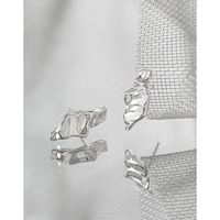 Fashion Irregular Surface Texture Silver Geometric Earrings Wholesale main image 3