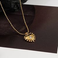 Titanium Steel Inlaid Zircon Niche Retro Heart-shaped Sweater Chain Clavicle Chain Wholesale main image 1