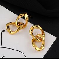 Fashion Geometric Glossy Thick Chain Light Luxury Copper Earrings Wholesale main image 4