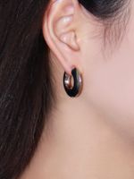 Fashion Solid Color Flat Round Piece Copper Earrings Wholesale main image 1
