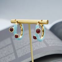 Enamel Earrings Women's Niche Hit Color Copper Hoop Earrings Wholesale main image 3
