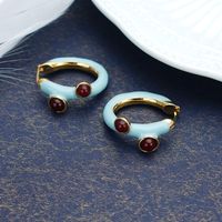 Enamel Earrings Women's Niche Hit Color Copper Hoop Earrings Wholesale main image 4