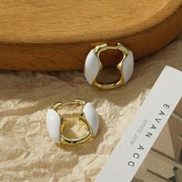 Emaille-ohrringe Weiblich Einfache Koreanische Öltropfen Vergoldete Ohrschnalle Aus Kupfer main image 1