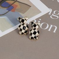 Fashion Contrast Color Black Bear Copper Stud Earrings Wholesale main image 3