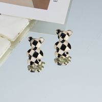 Fashion Contrast Color Black Bear Copper Stud Earrings Wholesale main image 4