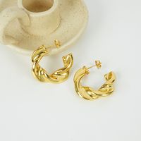 Simple Fashion Solid Color Twisted Geometric Copper Earrings Whoesale main image 4