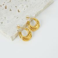 Simple Fashion Solid Color Twisted Geometric Copper Earrings Whoesale main image 5