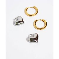 Vintage Contrast Color Heart Shaped Copper Earrings Wholesale main image 5