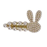 Fashion Pearl Flower Bunny Hairpin Female Bangs Metal Duckbill Clip main image 6
