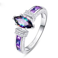 Simple Colorful Oval Zircon Ring Female Fashion Trend Copper Ring Jewelry main image 2
