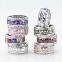 Fashion Copper Silver-plated Zircon Ring Color Full Diamond Ladies Gemstone Ring main image 1