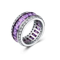 Fashion Copper Silver-plated Zircon Ring Color Full Diamond Ladies Gemstone Ring main image 5