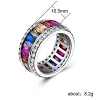 Fashion Copper Silver-plated Zircon Ring Color Full Diamond Ladies Gemstone Ring main image 6