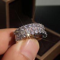 Fashion Copper Plated Platinum Ladder Cubic Zirconia Ladies Ring Wholesale main image 2