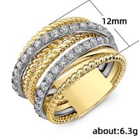 Fashion Exquisite Multi-circle Combination Two-color Electroplating Micro-set Ring Line Copper Ring main image 3