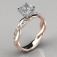 Fashion Rose Gold Inlaid Princess Diamond Ladies Copper Ring Jewelry main image 2