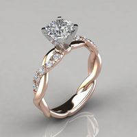 Fashion Rose Gold Inlaid Princess Diamond Ladies Copper Ring Jewelry main image 4