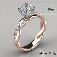 Fashion Rose Gold Inlaid Princess Diamond Ladies Copper Ring Jewelry main image 5