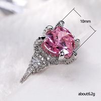 Fashion Heart Copper Rings Inlaid Zircon Crystal Rings main image 6