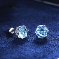 Fashion Micro-set Blue Zircon Copper Earrings Wholesale main image 3