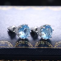 Fashion Micro-set Blue Zircon Copper Earrings Wholesale main image 4