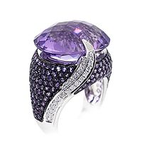 New Classic Versatile Purple Zircon Ladies Copper Ring Jewelry Wholesale main image 3