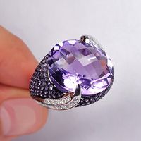 New Classic Versatile Purple Zircon Ladies Copper Ring Jewelry Wholesale main image 4