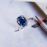 New Accessories Royal Blue Round Multi-diamond Ladies Zircon Copper Ring Wholesale main image 1