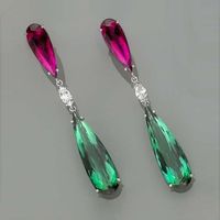 Fashion Color Long Water Drop Copper Earrings Wholesale main image 1