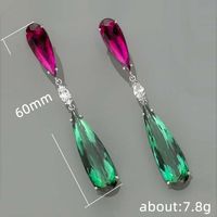 Fashion Color Long Water Drop Copper Earrings Wholesale main image 3