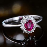 Kreativer Neuer Retro Roter Zirkon Damen Blumen Förmiger Kupfer Ring Handschmuck main image 3