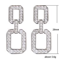 Fashion Block Chain Micro-set Zircon Simple Rectangular Copper Earrings main image 6
