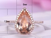 Boutique New Large Drop-shaped Gemstone Ladies Ring Copper Plated Rose Gold Jewelry main image 6