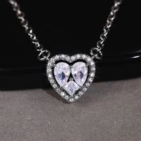 Simple Geometric Heart-shaped Inlaid Zircon Copper Necklace main image 1