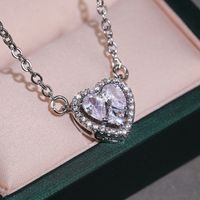 Simple Geometric Heart-shaped Inlaid Zircon Copper Necklace main image 4
