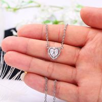 Simple Geometric Heart-shaped Inlaid Zircon Copper Necklace main image 5