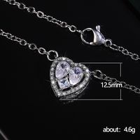 Simple Geometric Heart-shaped Inlaid Zircon Copper Necklace main image 6