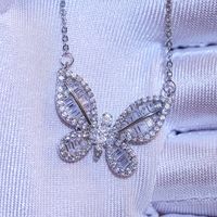 Fashion Butterfly Shaped Inlaid Zircon Copper Necklace main image 1