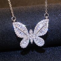 Fashion Butterfly Shaped Inlaid Zircon Copper Necklace main image 4