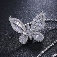 Fashion Butterfly Shaped Inlaid Zircon Copper Necklace main image 5