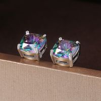 Fashion Square Zircon Geometric Copper Earrings Wholesale main image 3