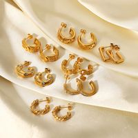 Fashion Geometric Plating Stainless Steel Zircon Gold Plated Earrings main image 4