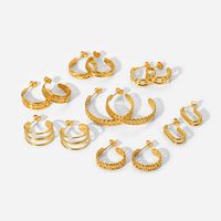 Fashion 18k Gold-plated Stainless Steel Hoop Chain C-shaped Earrings main image 6