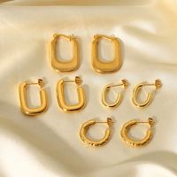 Simple Titanium Steel 18k Gold Geometric Hoop Earrings Jewelry Women main image 2