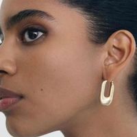 Simple Titanium Steel 18k Gold Geometric Hoop Earrings Jewelry Women main image 4