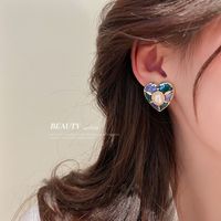 Green Drop Oil Oval Earrings Square Stud Earrings Korean Earrings main image 5