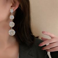 Fashion Full Diamond Geometric Circle Long Earrings Exaggerated Alloy Earrings main image 3