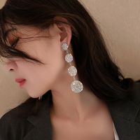 Fashion Full Diamond Geometric Circle Long Earrings Exaggerated Alloy Earrings main image 5