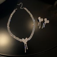 Fashion Full Diamond Heart Tassel Alloy Earring Necklace Korean Fashion Jewelry main image 3