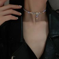 Fashion Full Diamond Heart Tassel Alloy Earring Necklace Korean Fashion Jewelry main image 4
